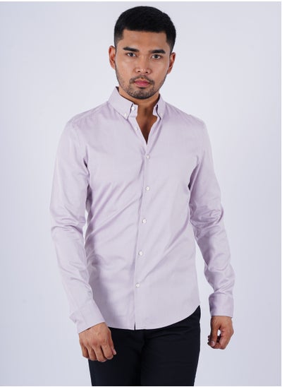 Buy Men’s Collared Neck Button Down Plain Shirt in Red Wine in UAE