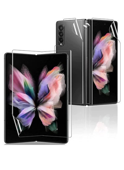 Buy 3 in 1 Front + back GLASS Film Designed for Galaxy Z Fold 3 5G soft hydrogel film Explosion proof Suitable for screen protector of Samsung Galaxy Z Fold 3 2021 Transparent in UAE