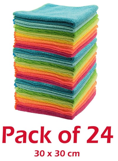 Buy 24-Piece Multipurpose Microfiber Cleaning Cloth/Towel Set 30 x 30 cm in UAE