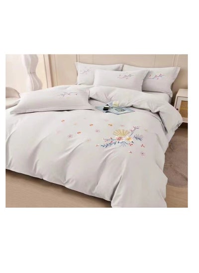 Buy Embrace King Comforter Comforter set 6pcs set glazed cotton King size 1-PC fitted bedsheet 200 * 200cm,1-PCS Comforter 220 * 240 fixed, 4PCS Super Soft Pillowcases in UAE