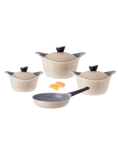 اشتري Lahoya Granite Cookware Set 9 Pieces Beige Color في السعودية