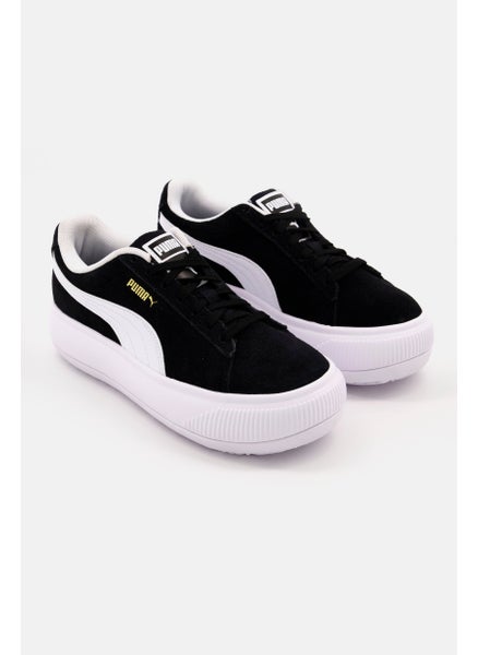 اشتري Women Suede Mayu Lace Up Sport Shoes, Black/White في السعودية