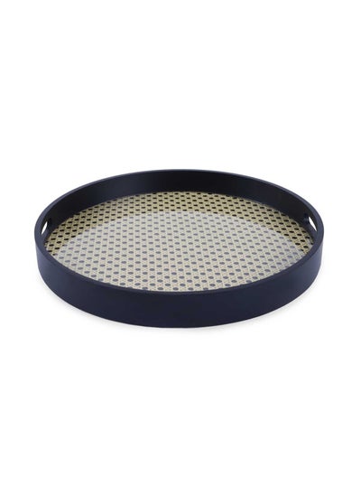 اشتري Hive Rattan Round Decor Tray D40x4.5cm - Beige في الامارات