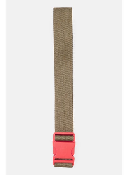 Buy Men Brand Logo Jacquard Web Belt, Olive in Saudi Arabia