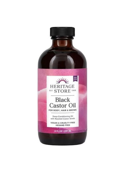 اشتري Heritage Store, Black Castor Oil, 8 fl oz (237 ml) في الامارات