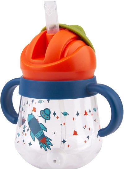 Buy Sippy Cup for Baby, Sippy Cup for Baby 6-12 Months, Weighted Straw Non Spill Cup for Toddlers, Baby Straw Cup with Handles, Spill-Proof, Leak-Proof Soft Spout Cup 260ml, BPA Free (Blue) in Saudi Arabia