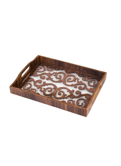 Buy Wood Serving Tray With Transparent Acrylic Floor in Saudi Arabia