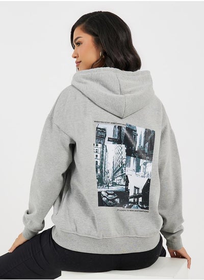 Buy Oversized Regular Length Photo Print Hoodie in Saudi Arabia