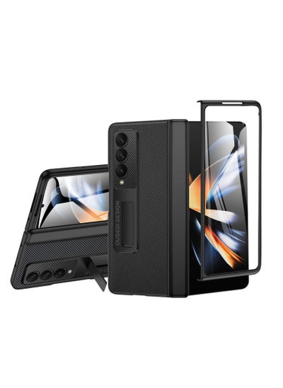 اشتري Case Compatible with Samsung Galaxy Z Fold 4, Magnetic Thin Body Metal Frame with Hidden S Pen Holder, Hinge Screen Protector Magnetic Kickstand with Lens Camera Protector Cover (Black) في الامارات