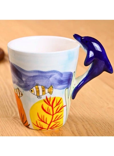 Buy Ceramic 3D  Coffee Mug, Hand-Painted Mug Cute Animal Tea Mugs, Coffee Cup, Ideal Gift for Kids/Teenagers/Man/Woman  Corporate Gifting, Premium Mug 13.5 oz.(DOLPHIN) in UAE