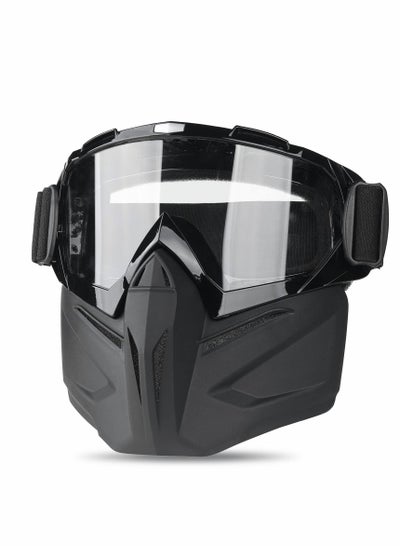 اشتري Motorcycle Goggles Detachable Face Mask, Mask Full Face, Protective Gear Compatible with Helmet for Men Women Kids Youth, Clear ATV Dirt Bike في السعودية