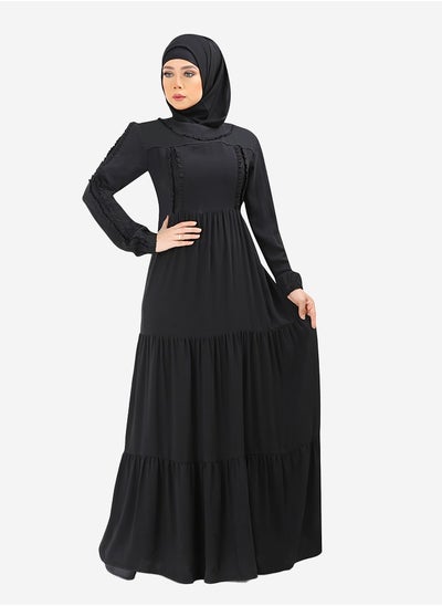 Buy Black mesh abaya made of Saudi crepe in Egypt