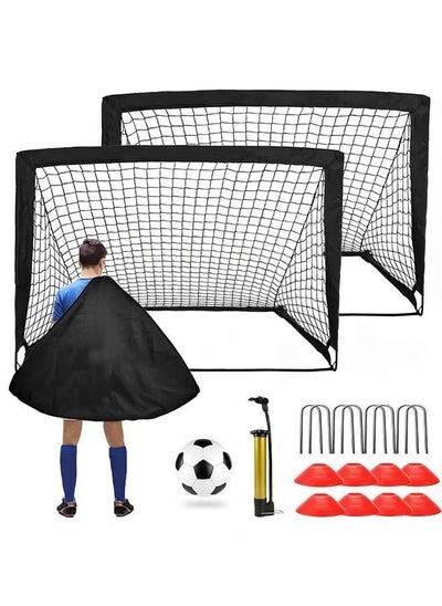 Buy Portable Training Goals,120x90 cm Pop Up Soccer Net for Backyard,Set of 2 With Carry Bag,soccer ball,inflation pump,8 cones and 8 U shaped nails in Saudi Arabia