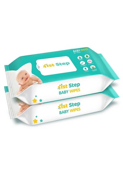 اشتري Baby Wet Wipes Enriched With Aloe Vera And Jojoba Oil (80Pcs Pack Of 2) في السعودية