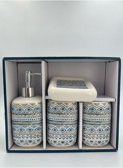 Buy 4 Pieces Bathroom Accessories Set Toothbrush Cup & Holder Lotion Liquid Soap Dispenser & Tray Multicolor 21x8x26 in UAE