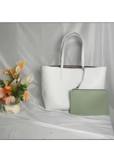 Buy LACOSTE White-Green Color Reversible Handbag large size Tote bag in Saudi Arabia