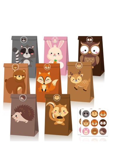 Buy 24 Pack Animal Goodie Bags for Kids Paper Bags with Stickers Goodie Candy Treat Bags Kraft Paper Gift Bags for Birthday Safari Animals Jungle Zoo Theme Party Bags in Saudi Arabia