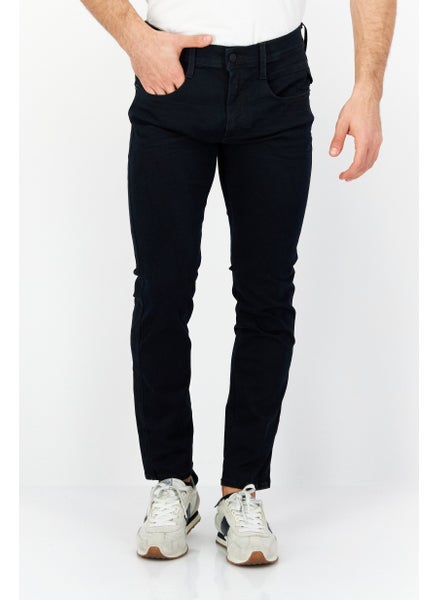 Buy Men Slim Fit Solid Stretchable Denim, Dark Navy Blue in UAE