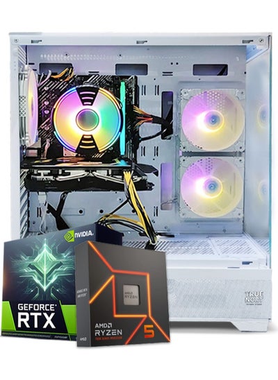 اشتري جهاز ألعاب True Nort، مع معالج AMD Ryzen 5-5500، بطاقة RTX 3050، ذاكرة RAM سعة 16 جيجابايت، قرص SSD سعة 1 تيرابايت، مروحة تبريد هوائية 120 مم، مزود طاقة 650 واط، نظام تشغيل ويندوز 11 برو، هيكل أبيض. في الامارات