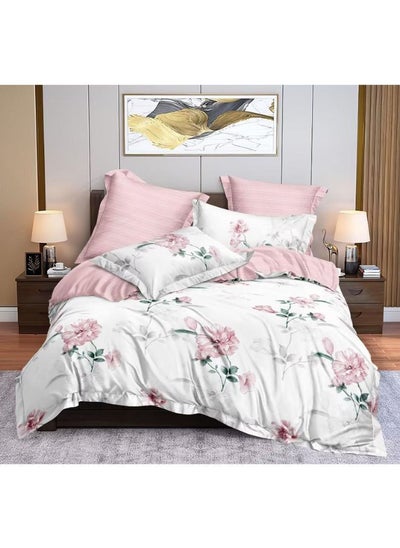 اشتري 6 PCS King Size New Style Duvet Cover Bed Sheet Set Skin friendly Bedding Set Lightweight Floral Bed Sheet Set Includes Duvet Cover Bed sheet and 4x Cozy Pillow Cases في الامارات