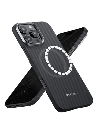 Buy pitaka for iPhone 16 Pro Max Case Compatible with MagSafe, Thin & Light Case iPhone 16 Pro Max with a Caseless Feel, 600D Aramid Fiber Woven [Ultra Slim Case-Black/Grey (Twill)] in UAE