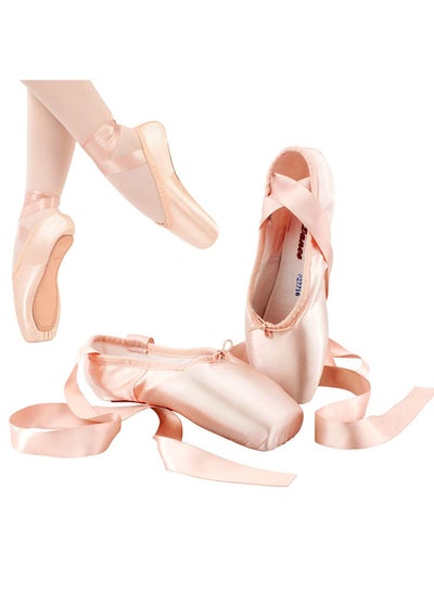 اشتري Ballet Pointe Shoes Pink Professional Dance Soft Shank Satin with Sewn Ribbon for Girls Women for all Dancers Sise 36(23cm) في السعودية