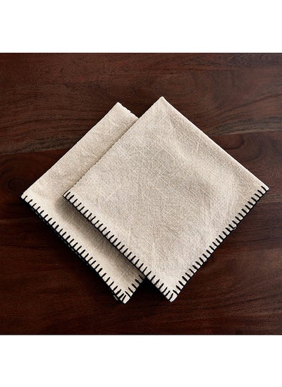 Buy Naturio 2-Piece Stitch Natural Napkin Set 40 x 40 cm in UAE