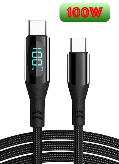 Buy USB C Cable 100W, Nylon Braided Digital Display PD USB C to USB C Type C Fast Charging, LED Display Type-C Charger for iPhone 15, iPad, MacBook, Galaxy, Huawei, Xiaomi, 1.2M in UAE