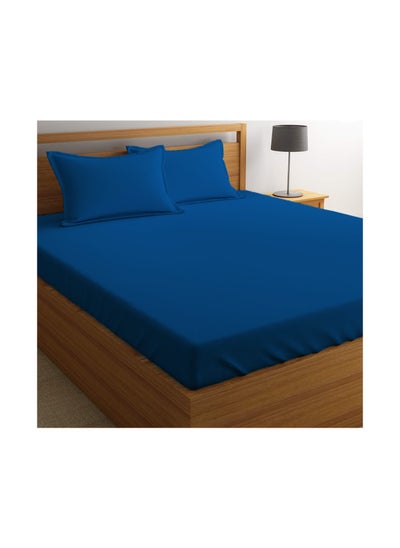 Buy Queen Size Blue 4 Pcs set Soft Wrinkle Microfiber Bed Sheet Set with Pillow Covers 1 Flat Sheet 230X305cm 1 Fitted Sheet 150X200cm 2 Pillowcases 50X75cm in UAE