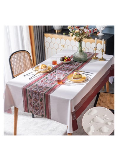 Buy Tablecloths for Rectangle Tables, Waterproof Oil Spill Proof Stain Resistant PVC Tablecloth, Wipeable Plastic Vinyl Table Cloth for Dining Table, Parties and Camping, 54 x 78 Inch in Saudi Arabia