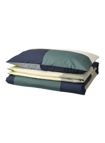 Buy Duvet Cover and Pillowcase Green Multicolor 150x200 50x80 Cm in Saudi Arabia