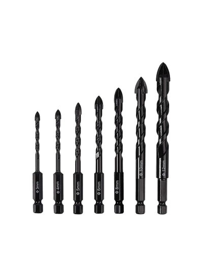 Buy 7-Piece Concrete Drill Bit Set Cross Carbide Tipped Drill Bits for Drilling Brick Tile Concrete Plastic and Wood Ceramic Tile in UAE