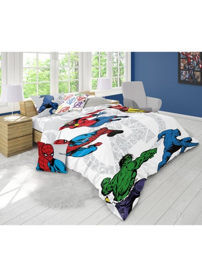 Buy Marvel Avengers 4 Pcs Kids Bedding Set - Super Soft & Fade Resistant - Includes Reversible Comforter, Pillow Sheet, Bed Sheet, & Cushion - Celebrate Disney 100th Anniversary in Style in UAE