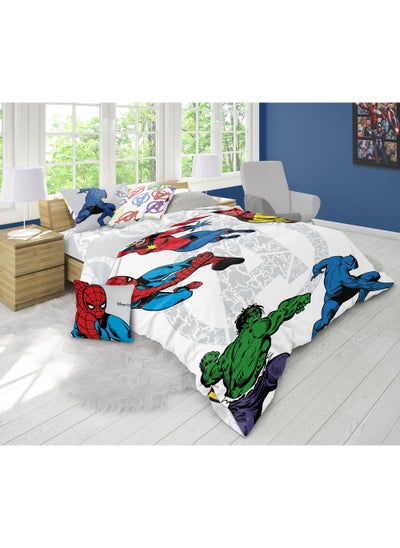 اشتري Marvel Avengers 4 Pcs Kids Bedding Set - Super Soft & Fade Resistant - Includes Reversible Comforter, Pillow Sheet, Bed Sheet, & Cushion - Celebrate Disney 100th Anniversary in Style في الامارات