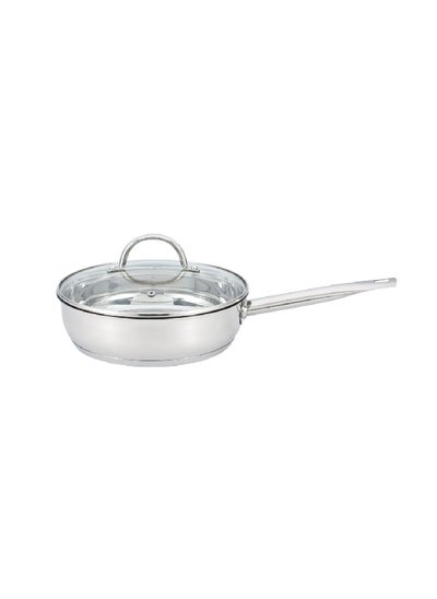 Buy Round Stainless Steel Induction Base Frying Pan with Lid Chrome 28 cm CW-FP002 in Saudi Arabia