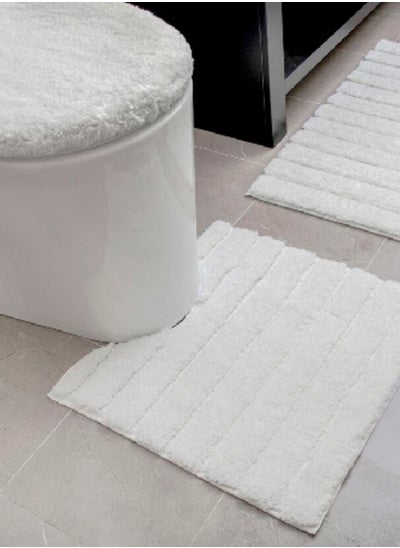 Buy 4-Piece Reversible Design Bath Mat Set White 50 x 80 cm in Saudi Arabia