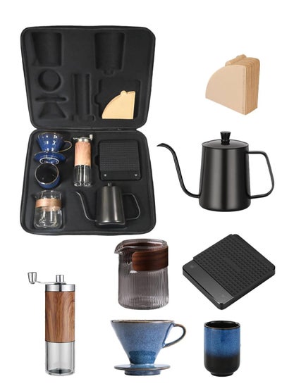 Buy Travel V60 Drip Coffee Set All in 1 Portable Carry Bag, 7-Piece Completed Pour Over Coffee Maker Set, Hand Brew Coffee Accessoris Tools Kit in Saudi Arabia