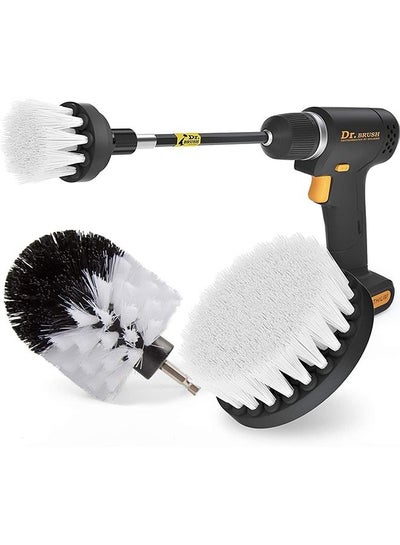 Buy Drill Brush Attachments Set, 4pack Power Scrubber Brush Cleaning Kit, All Purpose Drill Brush with Extend Attachment for Bathroom Surfaces Grout Floor Tub Shower Tile Kitchen and Car(White) in Saudi Arabia