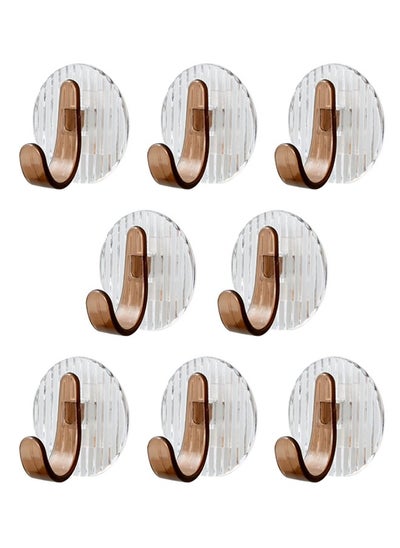 Buy 8-Piece Self-Adhesive Wall Hooks Brown 5.7x5.7cm in Saudi Arabia