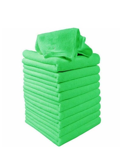 Buy 10-Piece Car Soft Microfiber Absorbent Wash Cleaning Polish Cloth Small 25 x 25 cm in Saudi Arabia