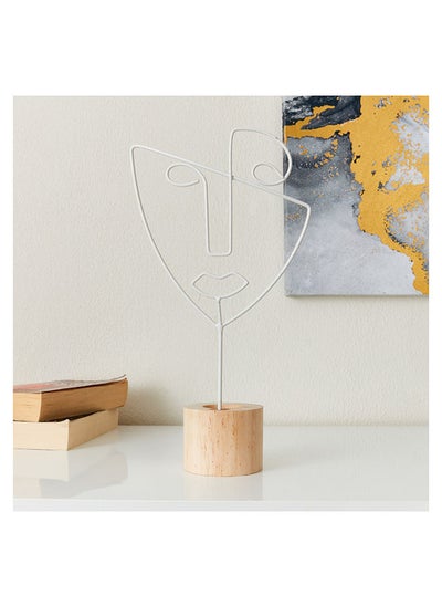 Buy Eva Metal Candle Holder With Wooden Base 18 x 28 x 8 cm in Saudi Arabia