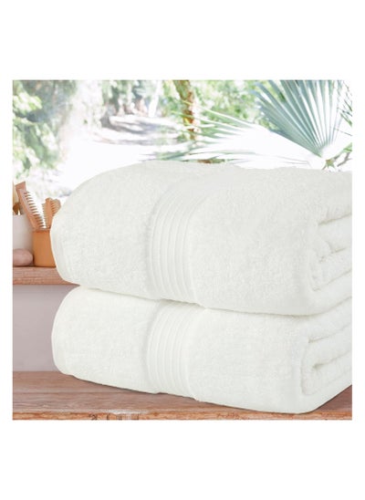 Buy COMFY SET OF 2 600 GSM WHITE HIGHLY ABSORBENT JUMBO BATH & SPA SHEET TOWEL in UAE