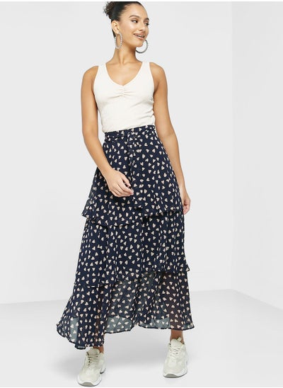 Buy Printed Tiered Layer Detail Skirt in UAE