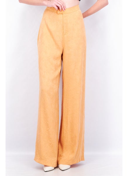 Buy Women Regular Fit Textured Trouser Pants, Coral Orange in UAE