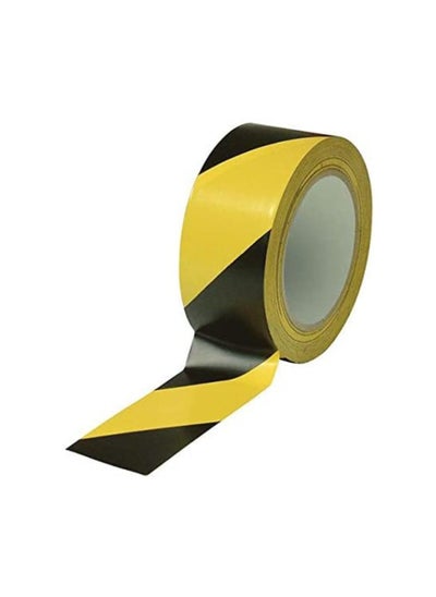 Buy Hazard Warning Tape Black And Yellow Adhesive Safety Tape Caution Barricade Construction Tape For Dangerous Areas, Walls, Pipes, Equipment Floor Marking Tape 28MMX25MM Dust Free in UAE