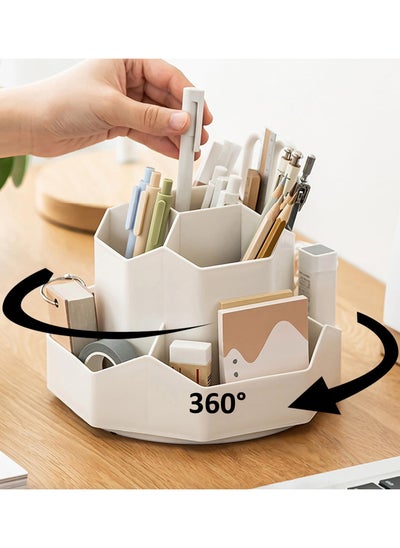 Buy Pencil Pen Holder for Desk,9 Slots 360 Degree Rotating Desk Organizers,Desktop Storage Stationery Supplies Organizer in Saudi Arabia