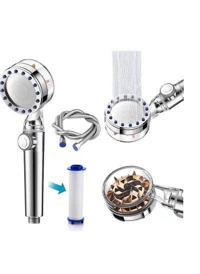 اشتري Shower Head, Shower Head with Hose, Handheld Turbocharged Pressure Propeller Shower, Turbo Spa Massage Shower Head في الامارات