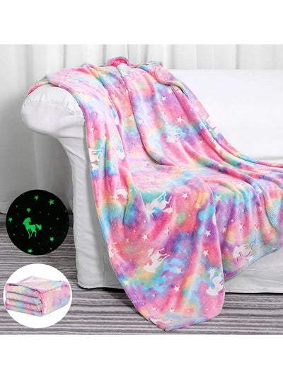 Buy Glow in The Dark Blanket Unicorns Gifts for Girls,Unicorn Party Blankets,Luminous Girls Toys,Soft Kids Blankets,for 1-10 Year Old Girl Birthday Gifts (Pink) in UAE