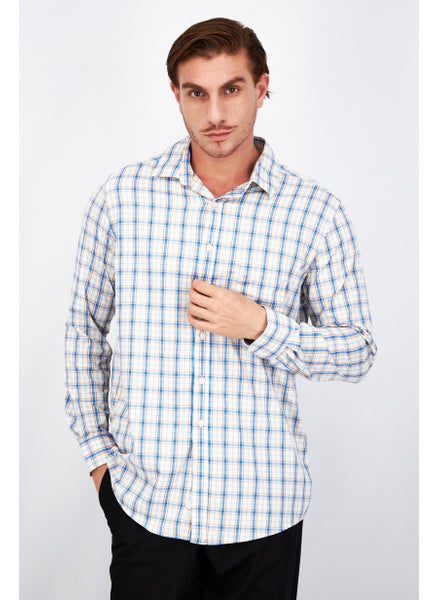 Buy Men Regular Fit Plaid Long Sleeves Casual Shirt, Blue Combo in UAE