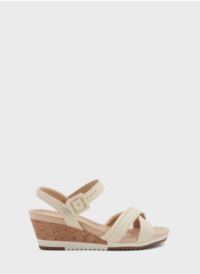 اشتري Ankle Strap Mid Heel Wedge Sandals في الامارات